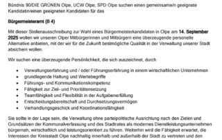 gemeinsame Stellenanzeige zur Bürgermeisterwahl in Olpe für die Kommunalwahl 2025
